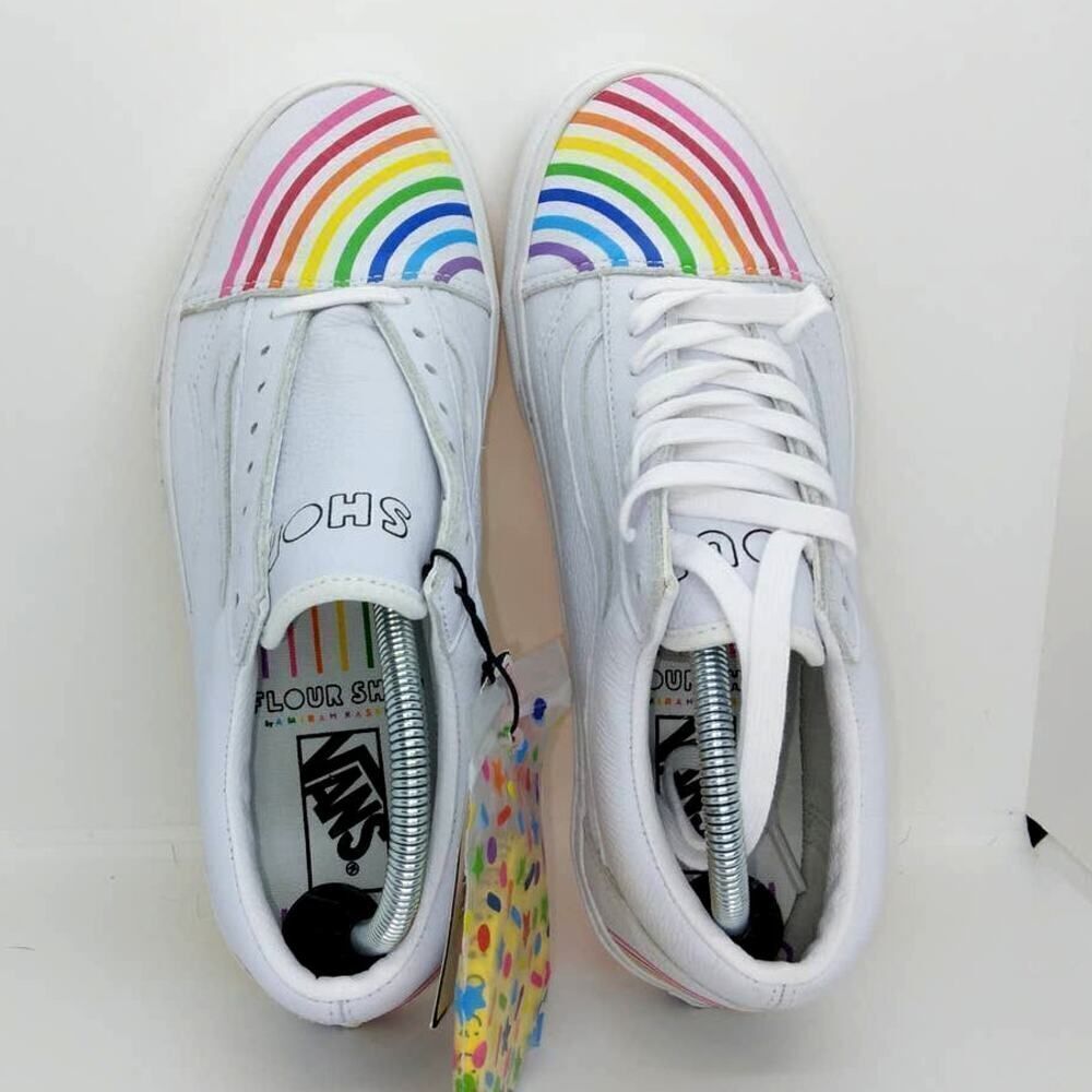 VANS UA Old Skool Flour Shop Women's Rainbow White Designer Sneakers- sz. 10 1/2 - Picture 3 of 6
